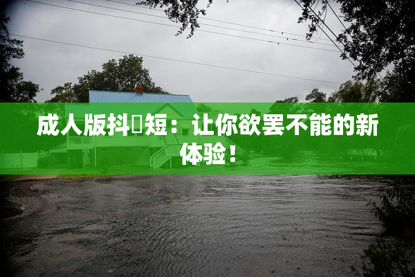 成人版抖抈短：让你欲罢不能的新体验！