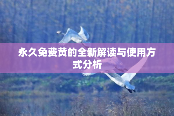永久免费黄的全新解读与使用方式分析
