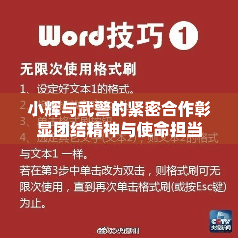 小辉与武警的紧密合作彰显团结精神与使命担当
