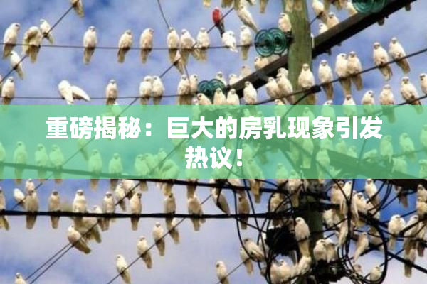重磅揭秘：巨大的房乳现象引发热议！